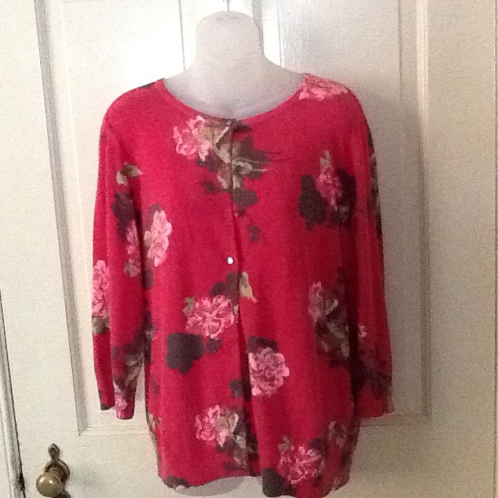 Talbots Floral Button-Up Cardigan